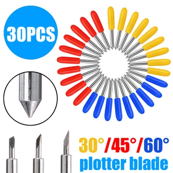 

30pcs/set Cutting Plotter Blade High Hardness Tungsten Carbide Vinyl Cutter Knife Refine Blades 30 Degree 45 Degree 60 Degree