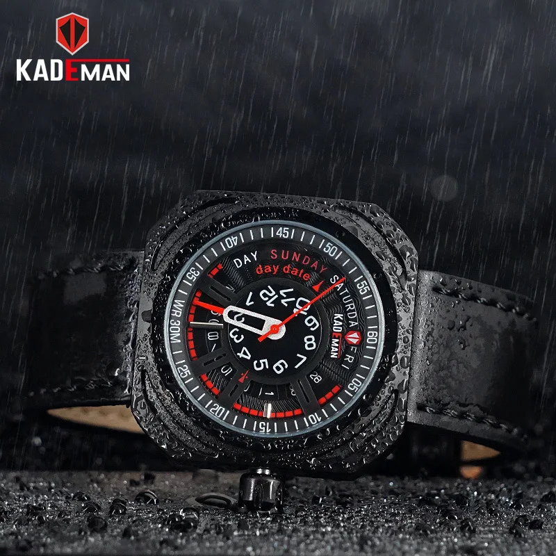 KADEMAN креативный циферблат Мужские кварцевые часы водонепроницаемые спортивные часы мужские Лидирующий бренд военные мужские наручные часы Relogio Masculino