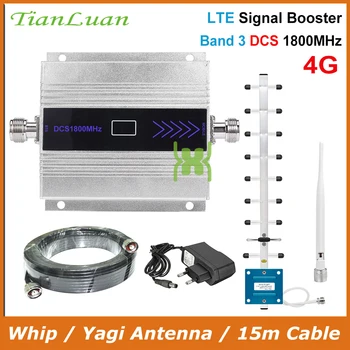 

TianLuan LCD Display Mini Mobile Phone DCS Signal Booster 2G 4G LTE 1800MHz Signal Repeater with Whip / Yagi Antenna / 15m Cable
