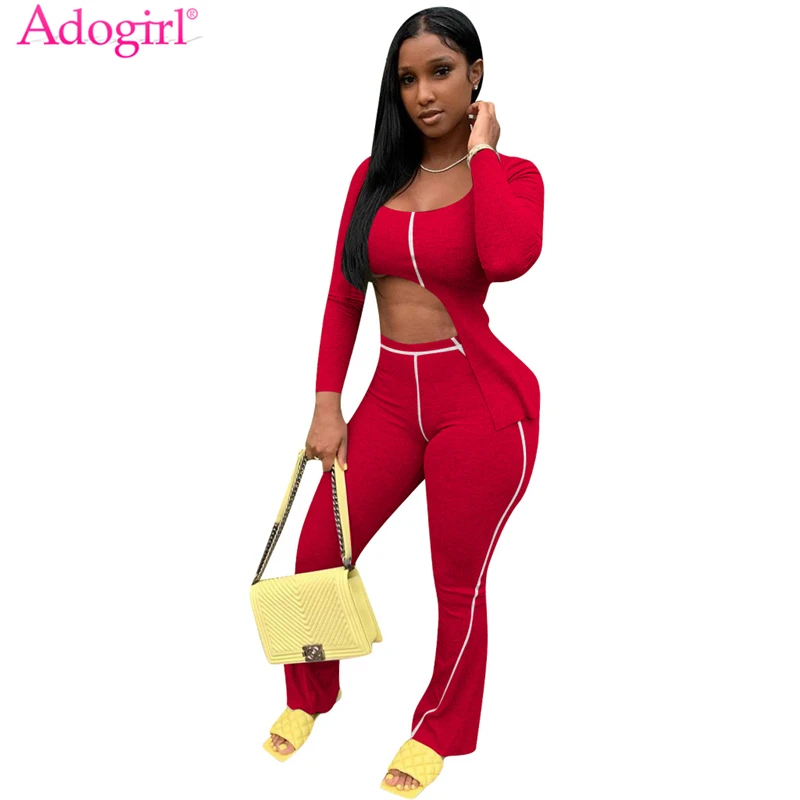 Женский комплект из двух предметов Adogirl эластичный укороченный Топ с длинным