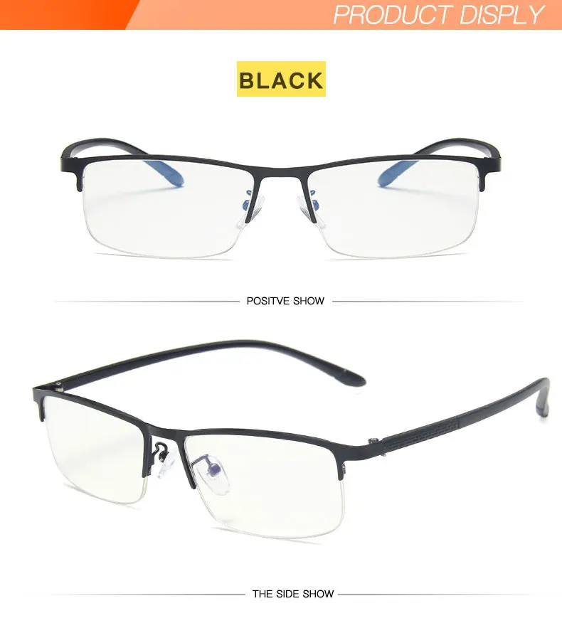 Hotochki Unisex Semi Rim Rectangle Alloy Eyeglasses 18249 Image 2