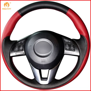 

MEWANT Black Red Leather Car Steering Wheel Cover for Mazda 3 Axela 2013-2016 Mazda 6 Atenza 2014-2017 Mazda 2 2015-2017 Parts