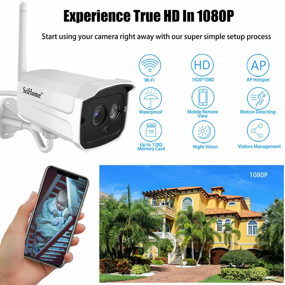 Sricam 1080P беспроводная Wifi ip-камера 2.0MP CCTV наружная камера системы безопасности Водонепроницаемая камера ночного видения camaras de seguridad