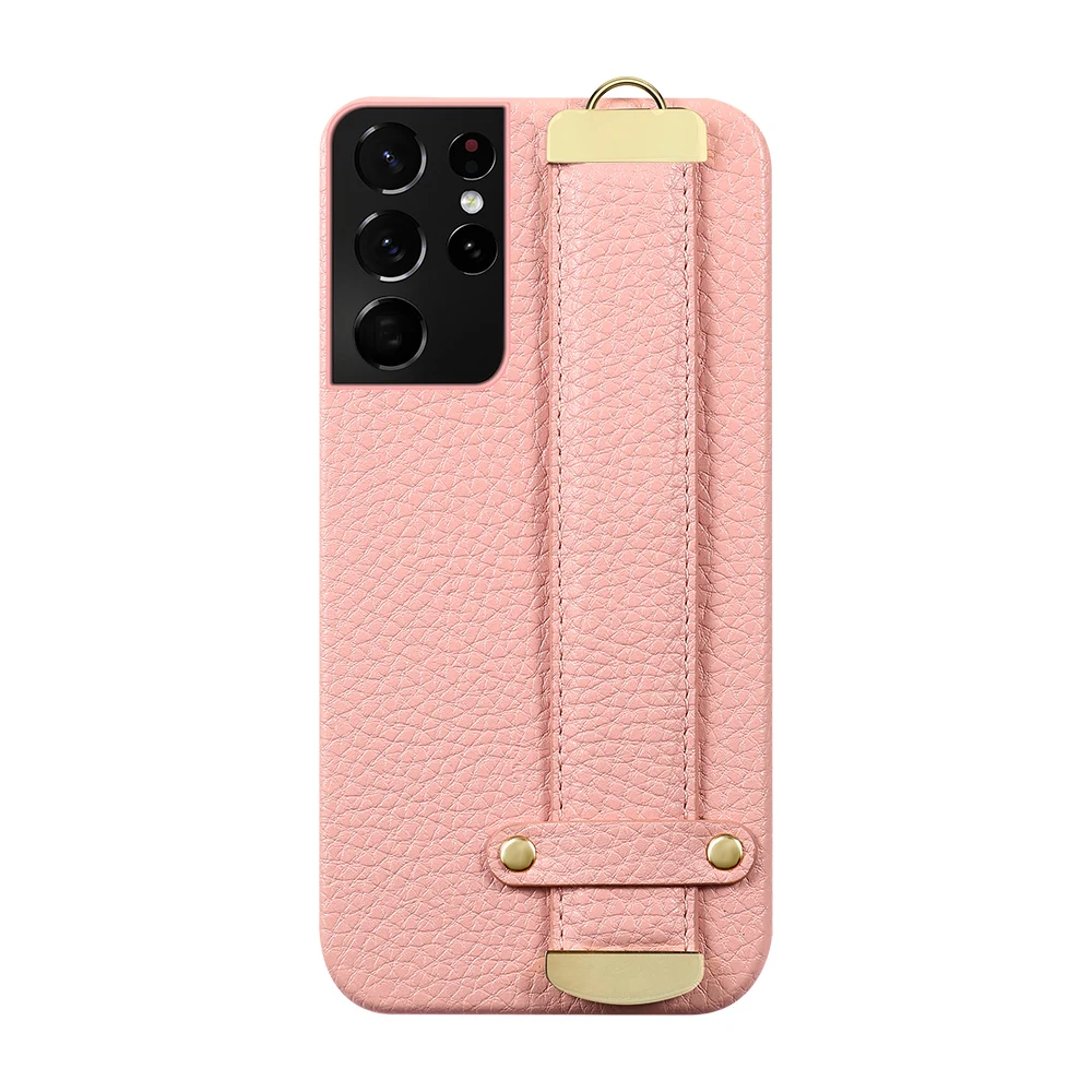 samsung cases cute Genuine Leather Wrist Strap Stand Case For Samsung Galaxy S21 S22 Ultra S20 S21 FE S9 S10 S22 Plus Note 20 10 A51 A32 A52 A52S cute samsung phone case