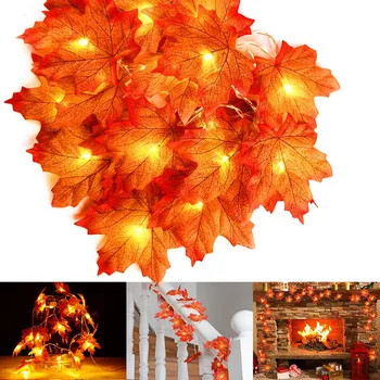 

LED Garland Street Maple Leaf String Lights Garden Decoration LED Light Garlands Lamps Christmas Tree Fireplace Home Deco