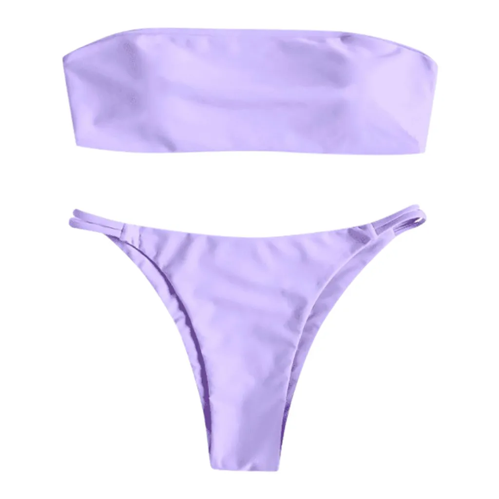 lavender bandeau bikini