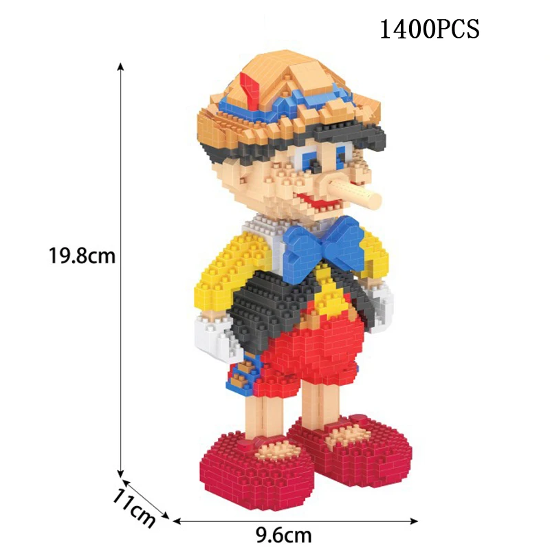 Classic Fairy Tales puppet Pino Adventures micro diamond building block wood doll nanobricks assemble model toys for gift