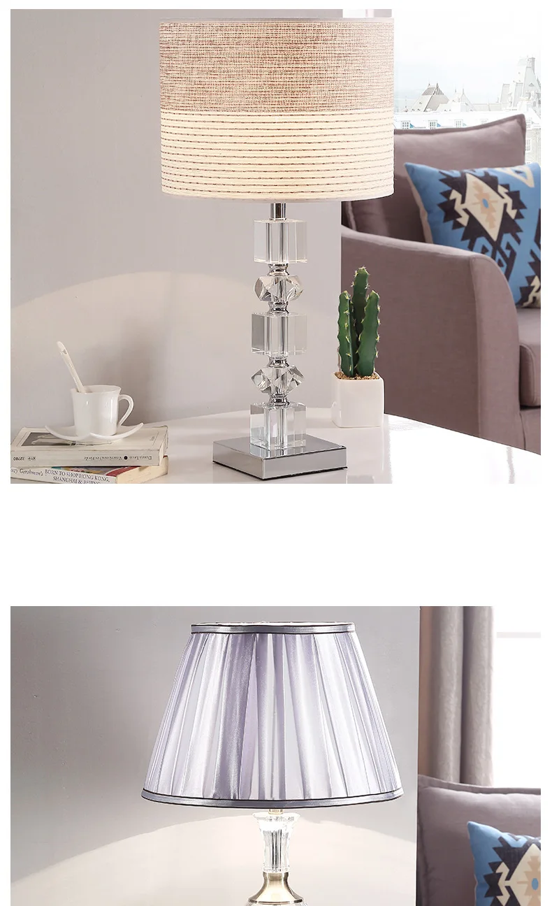 Modern Silver Led Table Lamp Bedroom Bedside Decor Light Creative Stacked Square Crystal Table Light Bedside luminaria de mesa