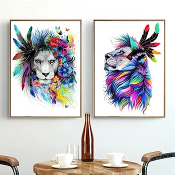 

Fashion Posters Canvas Painting Animal Wall Art Lion Posters and Prints Wall Pictures for Room Decoration Home Decor 2020
