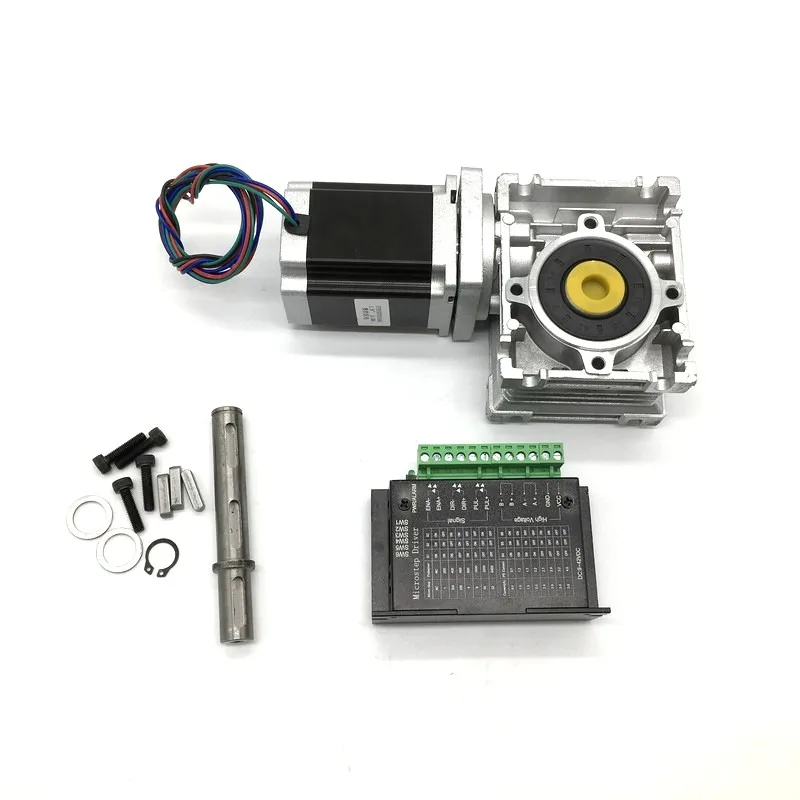 20:1 Speed Ratio Turbine Worm Gearbox RV030 Reducer with Nema23 2.2Nm 1.8degree Stepper Motor 84MM &amp5.6A DM556 Driver Kit |