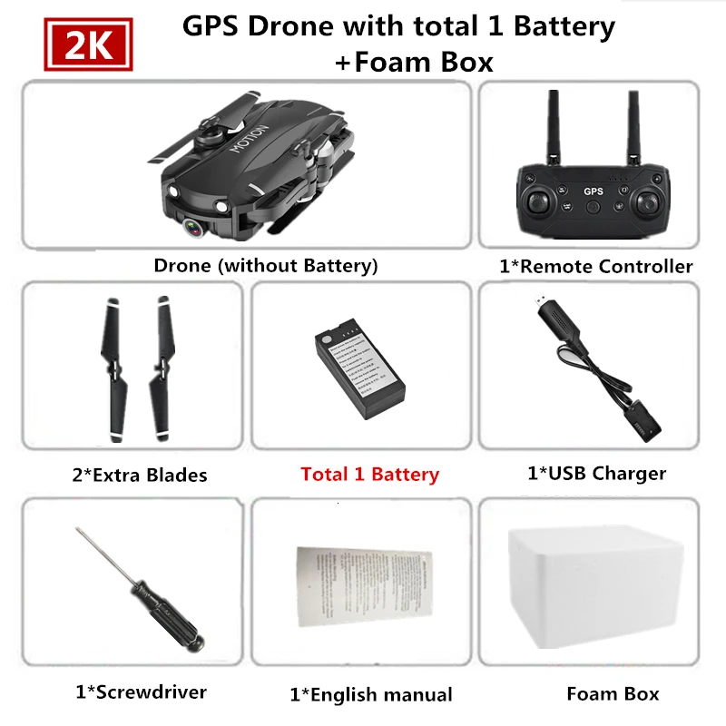 Радиоуправляемый Дрон с GPS с 2K Ультра HD камерой складной Квадрокоптер с 90 градусов электрической регулировкой камера Вертолет игрушки VS F11 SG906 - Цвет: Black-Foam Box-1