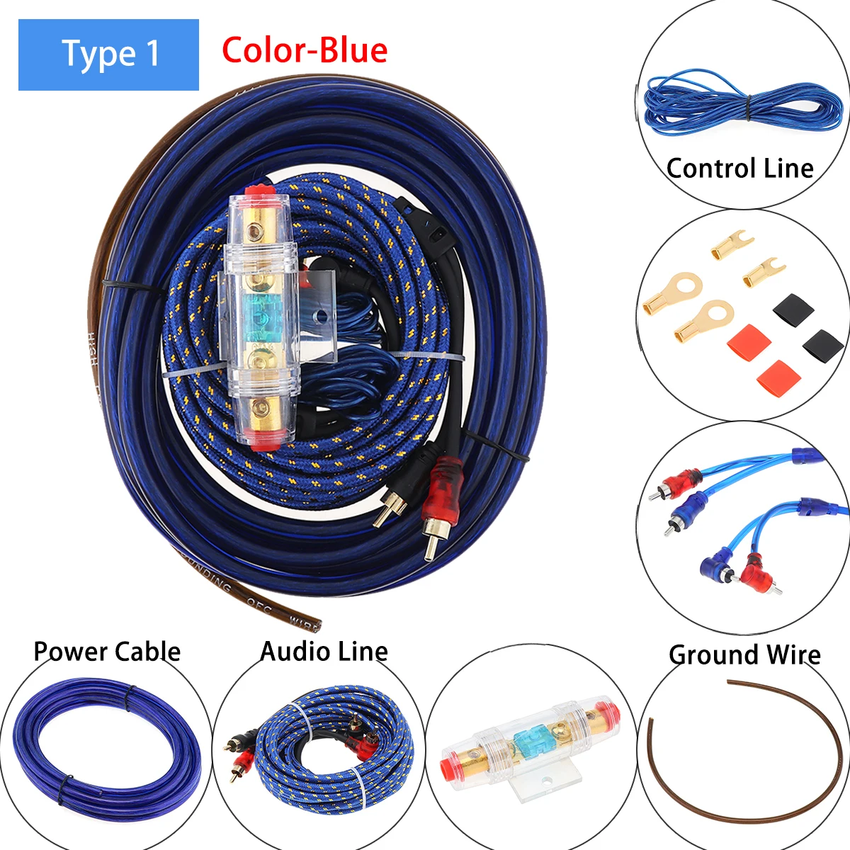 1 Set 6 Gauge Car Speaker Subwoofer Wiring Amplifier Installation Kit Audio Wire Power Line Fuse Holder Suit - Speaker Line - AliExpress