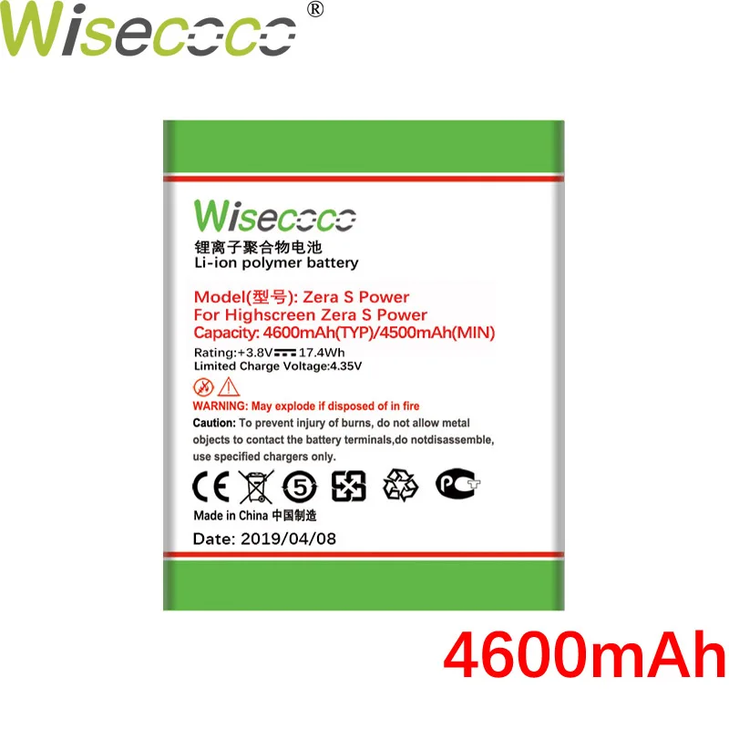 WISECOCO новый оригинальный аккумулятор 4000 мАч для Highscreen Zera S Power Phone батареи Замена в