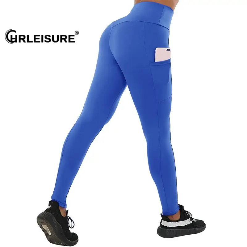 

CHRLEISURE Fitness Leggings Women Push Up Workout Legging Anti Cellulite High Waist Pants Pocket Slim Breathable