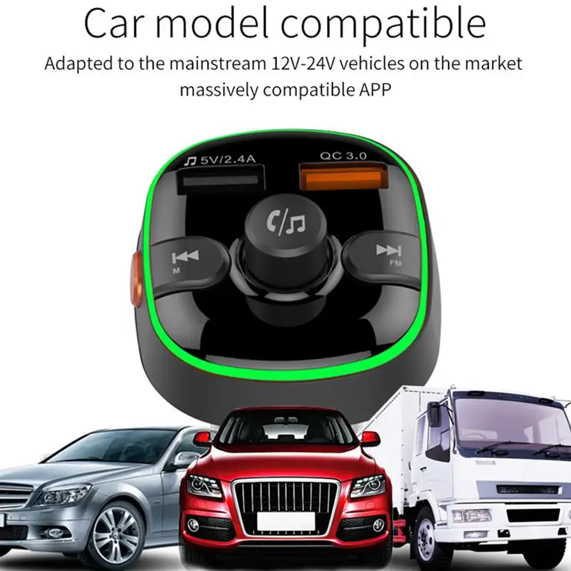 QC3.0, автомобильный Bluetooth 5,0, fm-передатчик, беспроводной, громкая связь, аудио приемник, авто MP3 плеер, двойной USB, быстрое зарядное устройство, автомобильные аксессуары