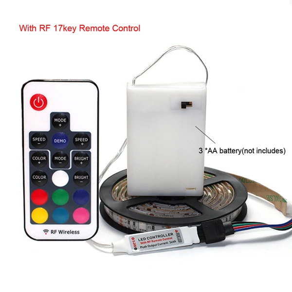 DC 5V 5050 RGB линейное светодиодное освещение Батарея Powed водонепроницаемая лента стабилизированный светодиодный полоски декорация внутри снаружи дистанционного Управление - Испускаемый цвет: 17key RF set