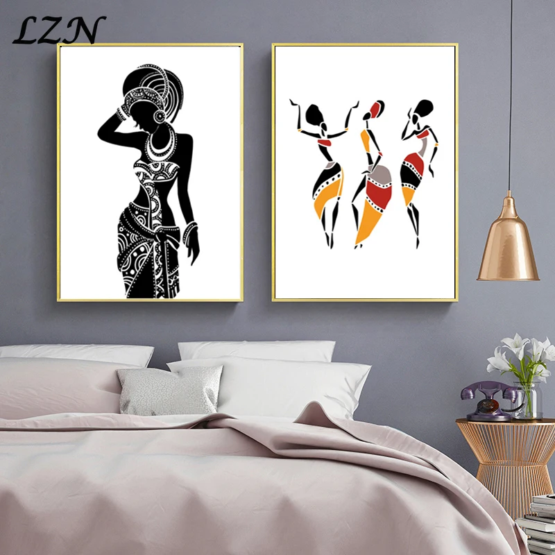 

Nordic Posters Abstract Black and White Woman Canvas Art Print Painting Wall Deco Pictures for Morden Livingroom Decor Unframed