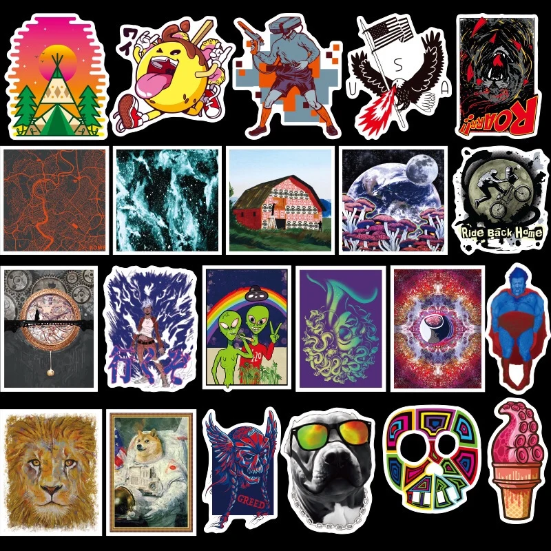 100Pcs random NO Repeat Mixture Stickers Doodling Luggage Laptop Bike Scooter Travel DIY Stickers On The Car Motorcycle Luggage