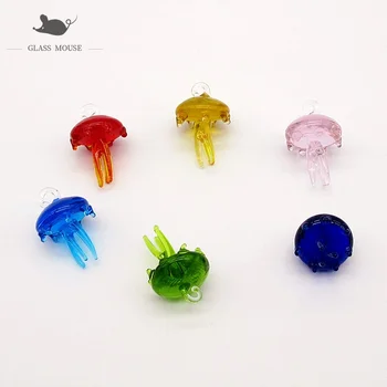 

6pcs Handmade glass Jellyfish ornaments Aquarium fish tank decorative Figurines Miniature Marine scaleph glass statues Pendant