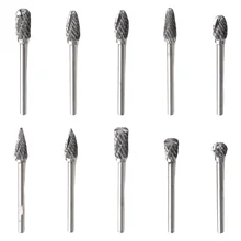 Ensemble de fraises rotatives en carbure de tungstène à Double coupe, 10 pièces, travail du bois sur métal, perçage, polissage, avec tige de 3mm pour meuleuse