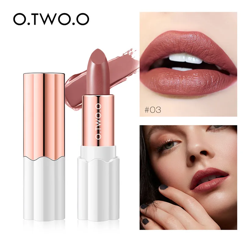 

O.TWO.O Plum Blossom Lipstick Nude Rich Color Waterproof Moisturizer Soft Comfortable Lips Makeup 12 Colors Daily Use