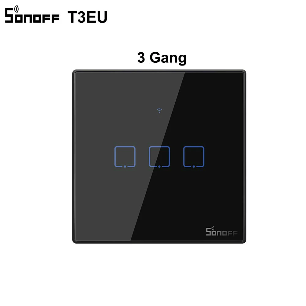 Sonoff T3 EU 3 Gang Интеллектуальный выключатель света SONOFF T1 T2 T3 Интеллектуальный переключатель Wi-Fi Сенсорный экран пульт дистанционного управления 1/2/3 433 МГц RF/Голосовое управление/приложение/сенсорный экран Управление умный дом Alexa Google Home - Color: Sonoff T3 EU 3 Gang