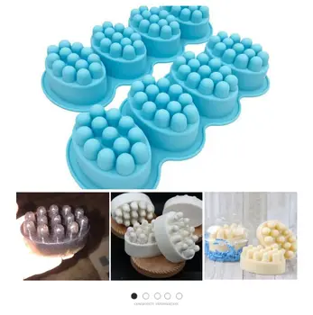

4 Cavities Oval Massage Soap Mold Massage Bar Silicone Molds For DIY Soap Making random color
