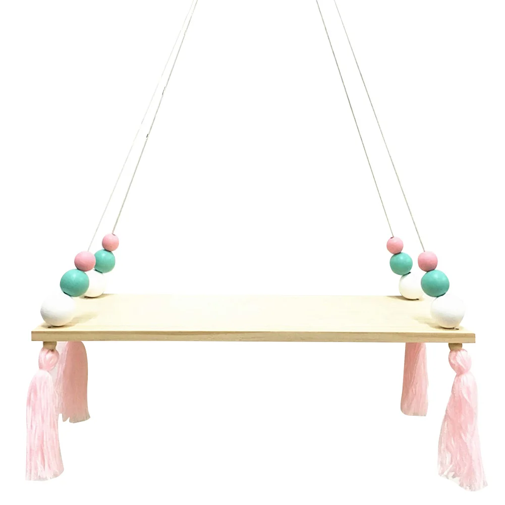 Children Decorative Rack Adornos Para Casa Wooden Board Beads Tassel Storage Shelf Bedroom Home Wall Hanging Rack DIY Wall Decor