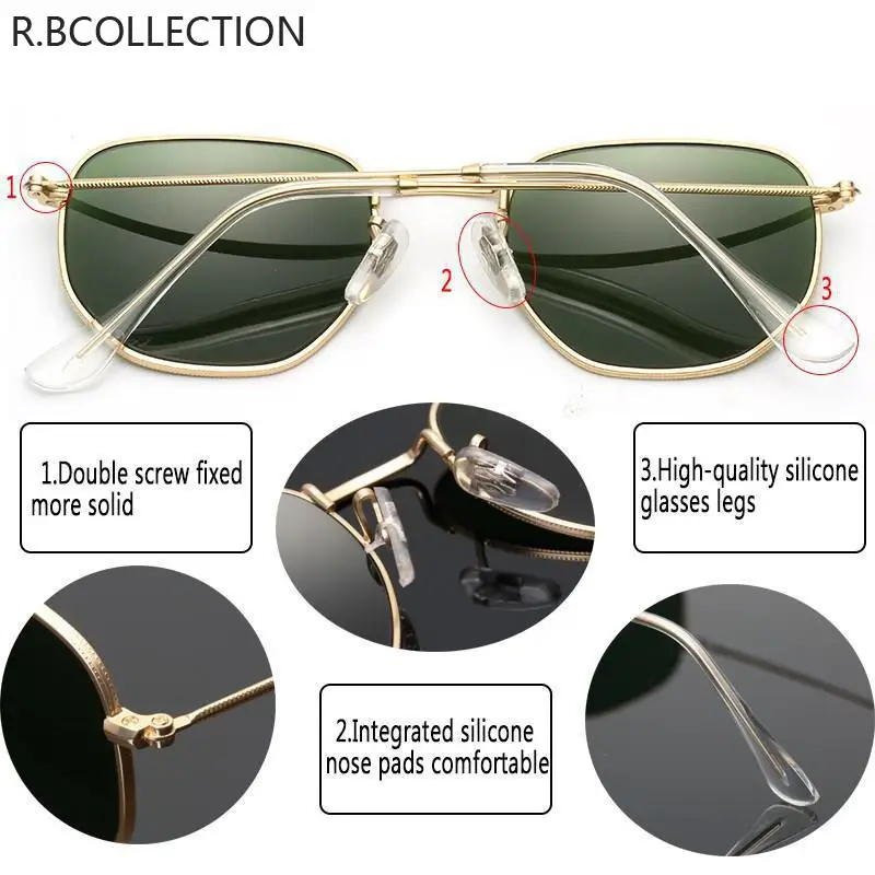 Мужские и женские шестигранные солнцезащитные очки R.BCOLLECTION брендовые с линзами