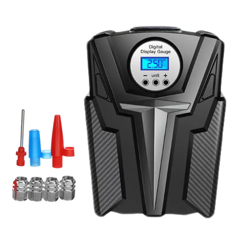 

1X 150 PSI Car Air Pump+3X Nozzle Adapter+4X Tire Pressure Cap 12V Car Air Compressor Pump Digital Tire Inflator LED Light