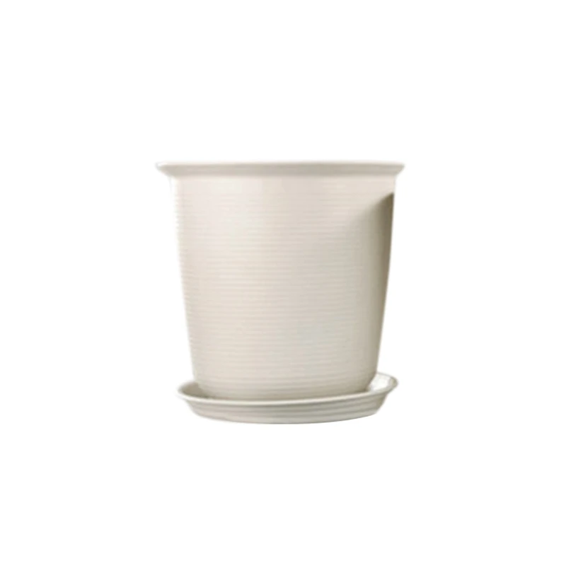 

A Set of 10 Imitation Flower Pots 7.2 Inch Resin Flower Pots with Drainage Holes and Trays