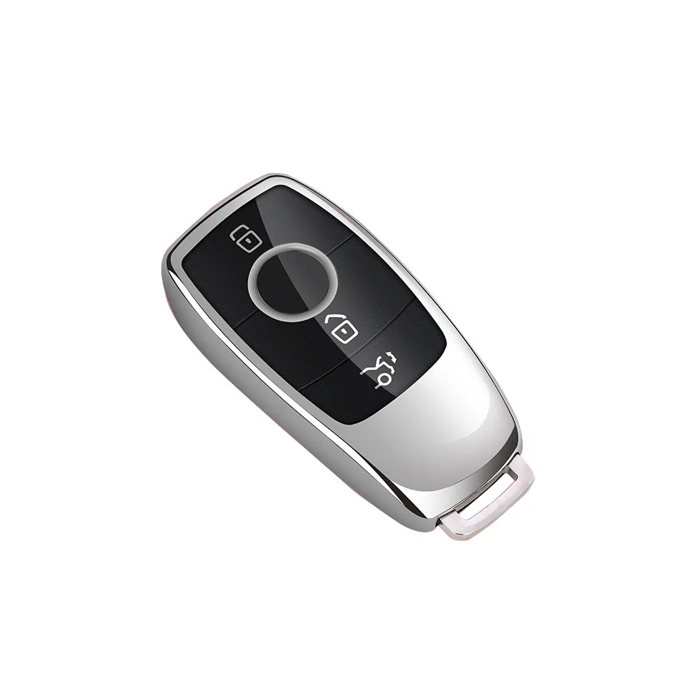 Чехол для ключей Mercedes Benz Fob, мягкий чехол из ТПУ премиум-класса и модный внешний вид для Mercedes Benz E Class E200L E300L C26 - Название цвета: silver