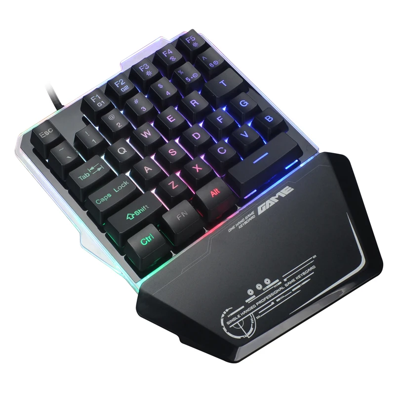 Игровая RGB клавиатура для одной руки проводная портативная мини со светодиодной