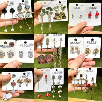 

30 Pairs/lot top quality fashion women earring lot wholesale luxury zircon women wedding earring jewelry lot 201105-169