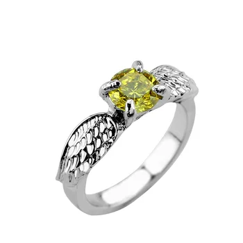 

Harried Quidditch Golden Snitch Ring Silver Color potter Rings with Orange Crystal for Women Girls Wedding Angel Wing Jewelry