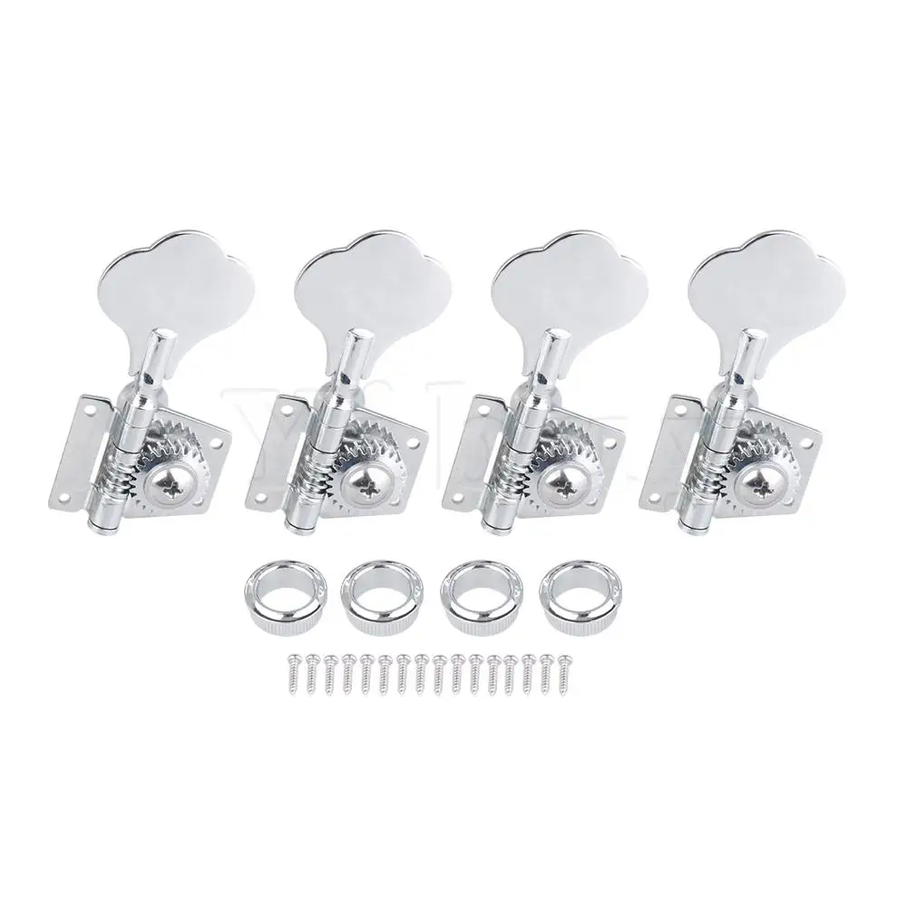 Yibuy 4R Chrome Bass Guitar Machine Heads Tuners / Elephant ear button