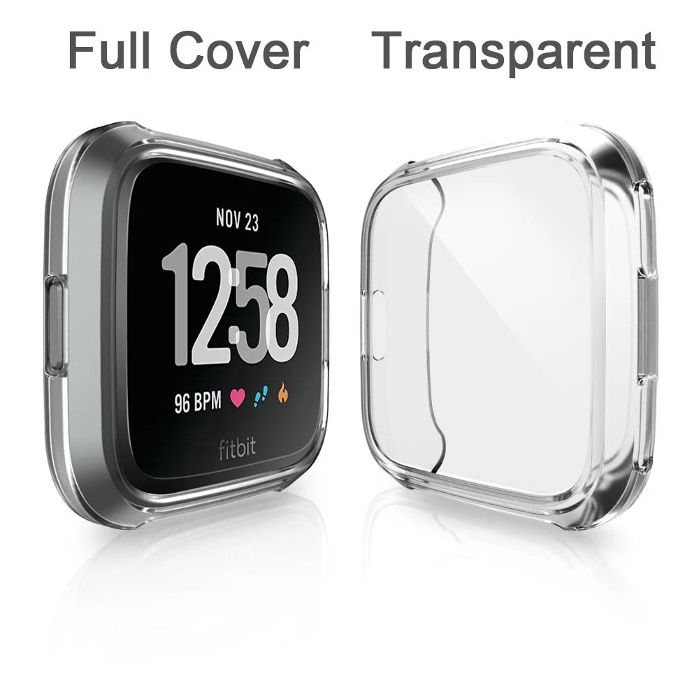 Ультра-тонкий мягкий ТПУ чехол для Fitbit Versa полная Защита силиконовый чехол s Носимых устройств Smartwatch протектор - Цвет: Transparent Full