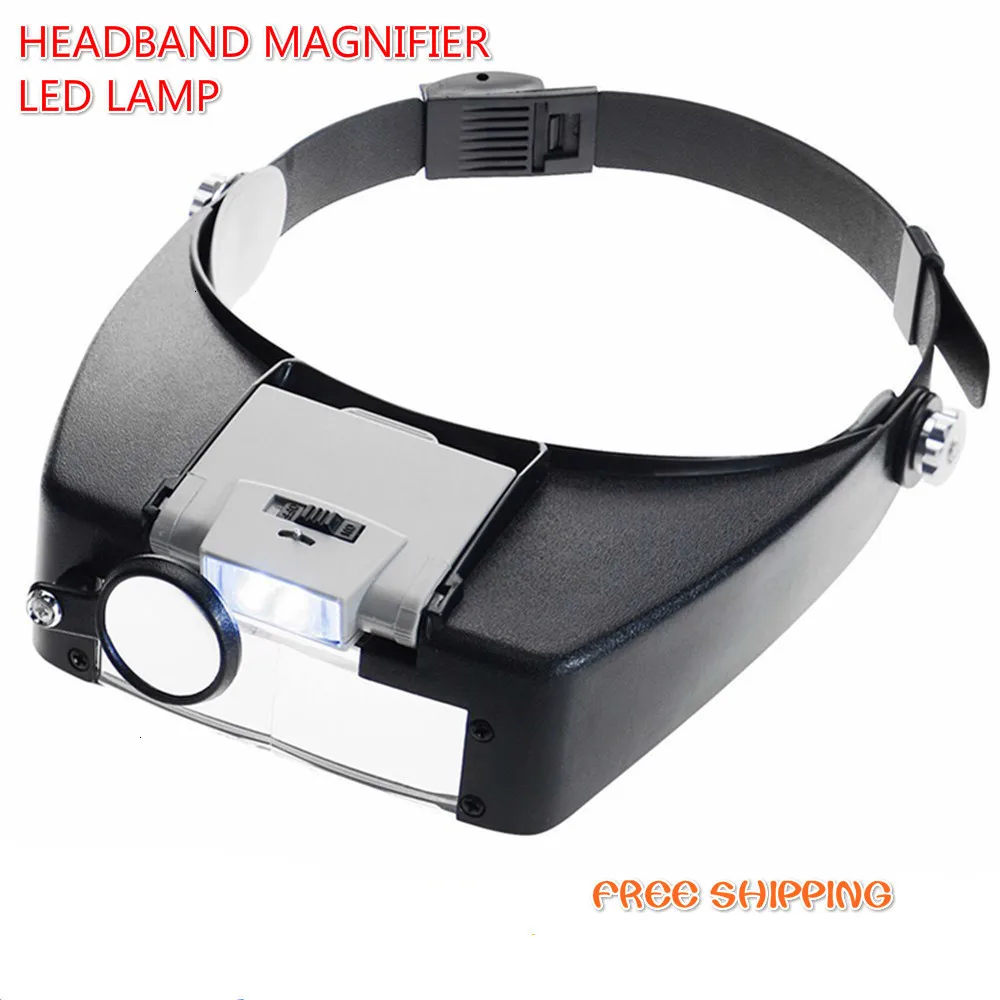 Magnifying Glass Lens LED Lamp Visor Head Loupe Jeweler Headband Magnifier B9L8 