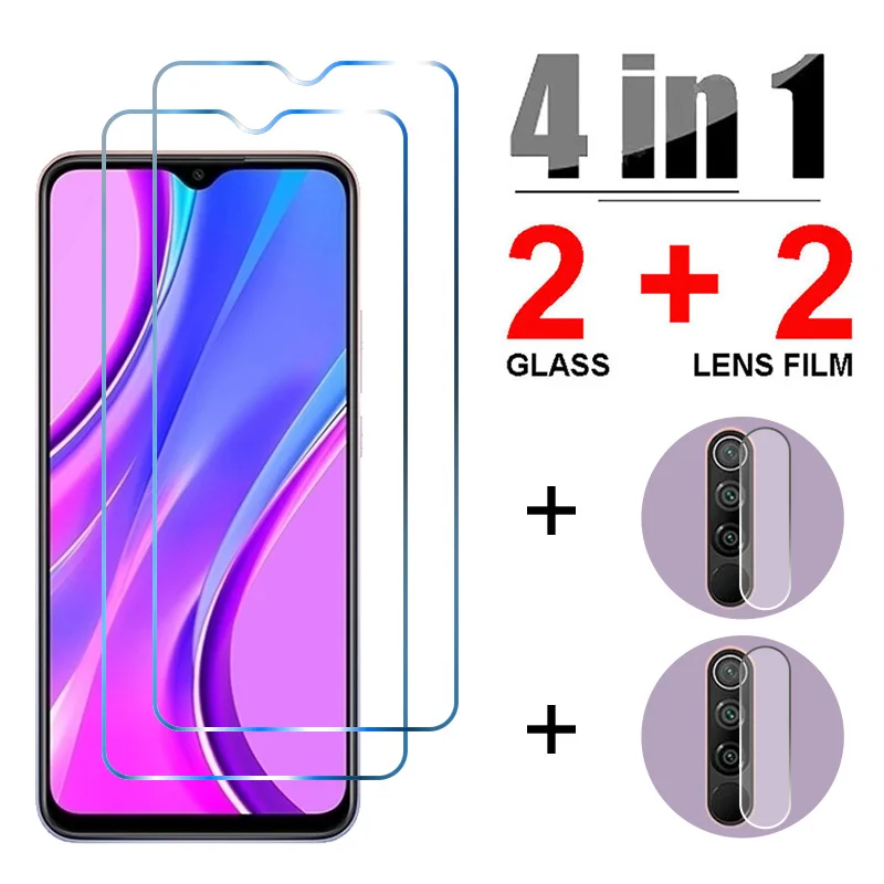 4In1 9D Tempered Glass For Redmi Note 8 7 6 5 Pro 5A Prime Screen Protector On Xiaomi Redmi 9C NFC Note 8T Protective Glass Film mobile protector Screen Protectors