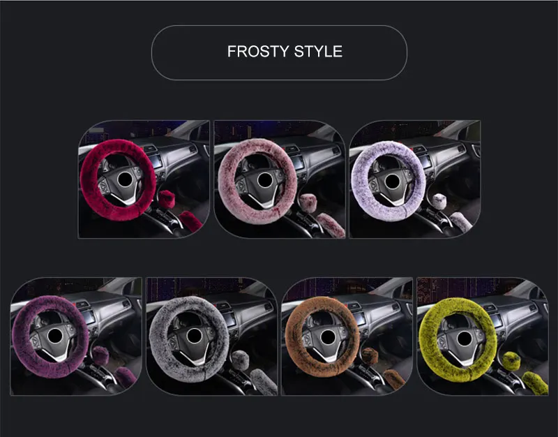 Winter Artificial Rabbit Hair Car Steering Wheel Cover Cute Warm Plush Car Handle Gear Set Lever Hand Brake Set Three-Piece