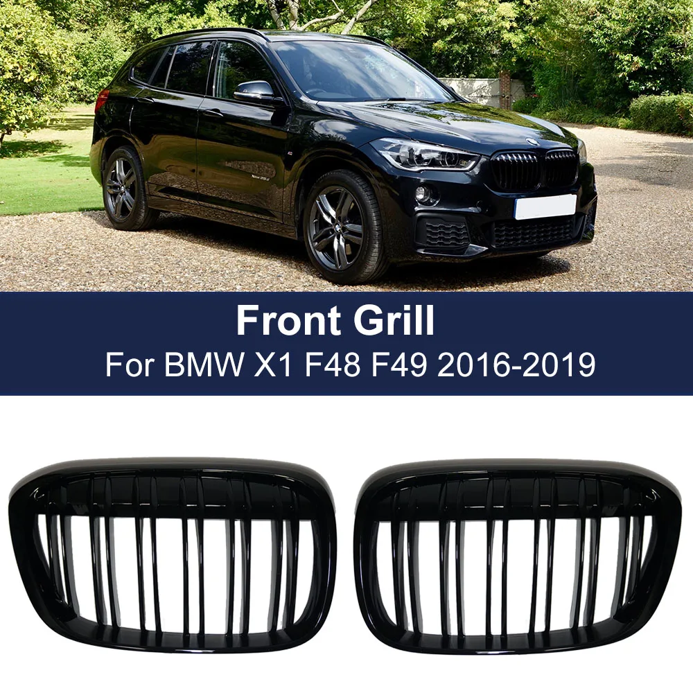 Car Front Bumper Grill Racing Grille for BMW X1 F48 F49 2016-2019 XDrive  Double Line Slat Grills M style 51117383363 51117383364 - AliExpress