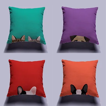 

Pug's Ears Pillow Case Cushion Cover Cotton Linen Home Decor Pillowcase Decorative Pillows For Sofa Christmas Pillow Cases