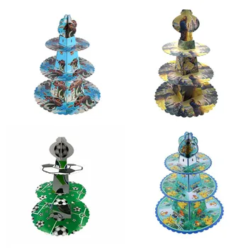 

Birthday Party Cartoon 3-tier Cake Stand Pokemon Football Moana Beauty and Beast Baby Shower Decoration Cupcake Holder Candy Bar