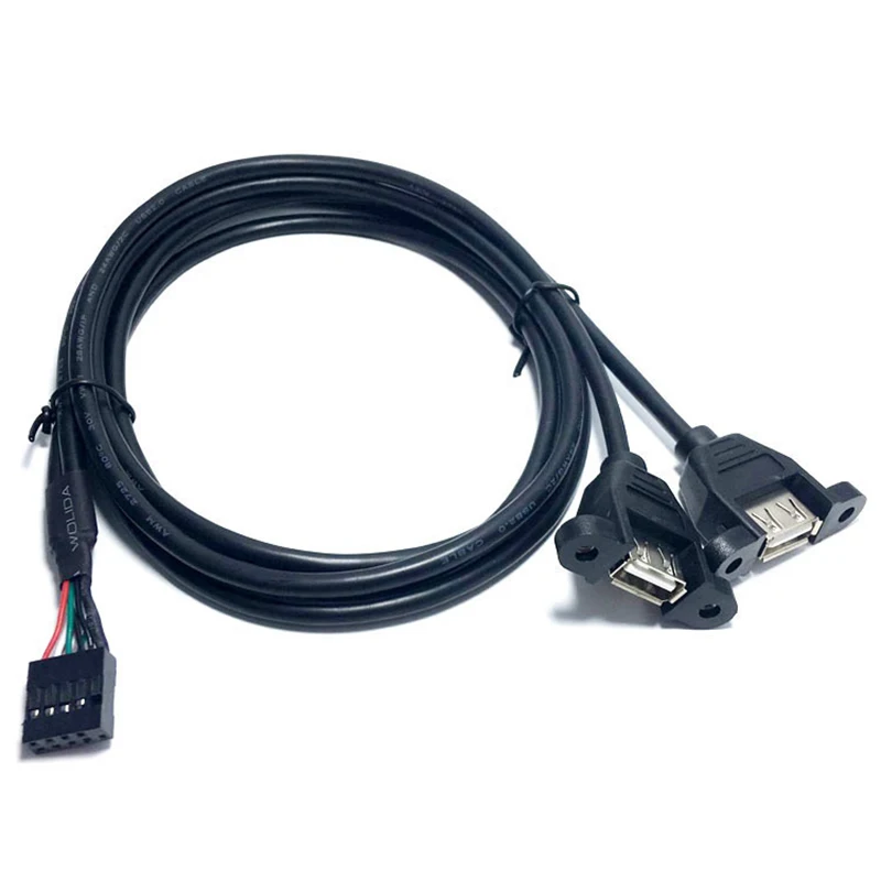 50cm 9 Pin To Dual USB 2.0 Type A Female Cable Motherboard Cord