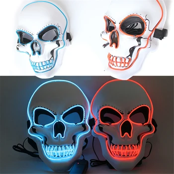 

20 Pcs Halloween LED Mask Horrifying Mask Light Up Scary Death Skull Skeleton Cosplay Led Costume Mask for Festival Party