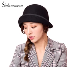 Sedancasesa женская шляпа-Клош для женщин, зимняя австралийская шерстяная винтажная французская котелок сомбреро шляпы «Fedora» шерстяная шляпа FW326004