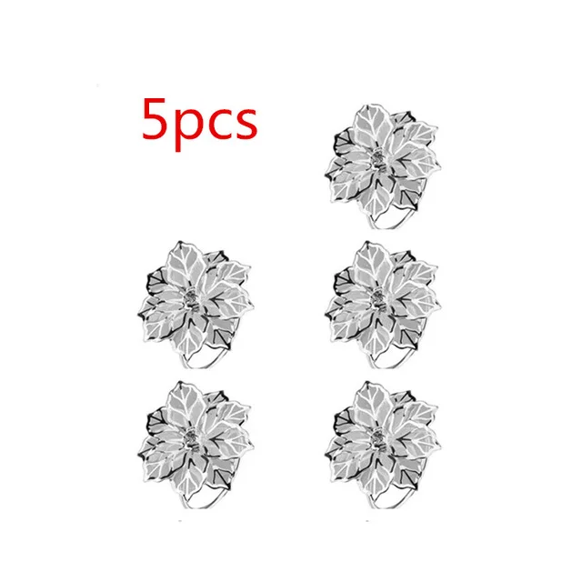 L 5PCS Кольца для салфеток, сплав, цветочный дизайн, кольца для салфеток, для свадебных приемов, подарки, праздник, банкет, ужин, Рождество, украшение стола - Цвет: L 5PCS