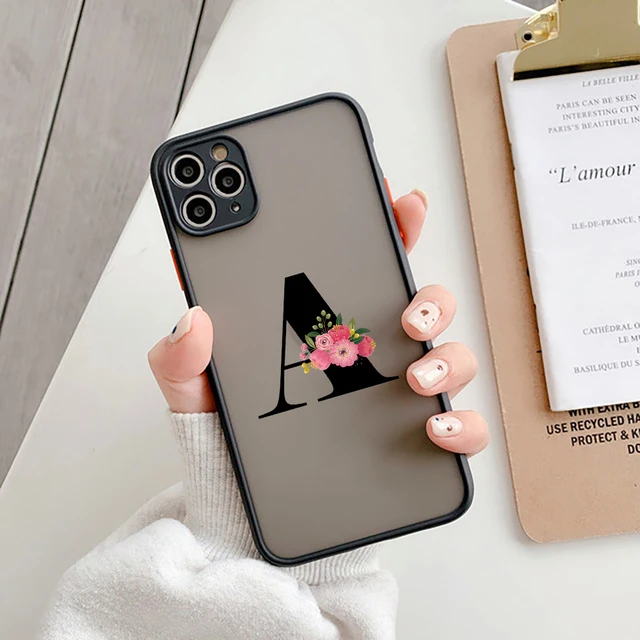 Label Custom letter N Flower Black Word Simple Design Red Phone Cover For  iPhone 6 7 7s 8 Plus X XR XS 11 12Pro Mini Max Case - AliExpress