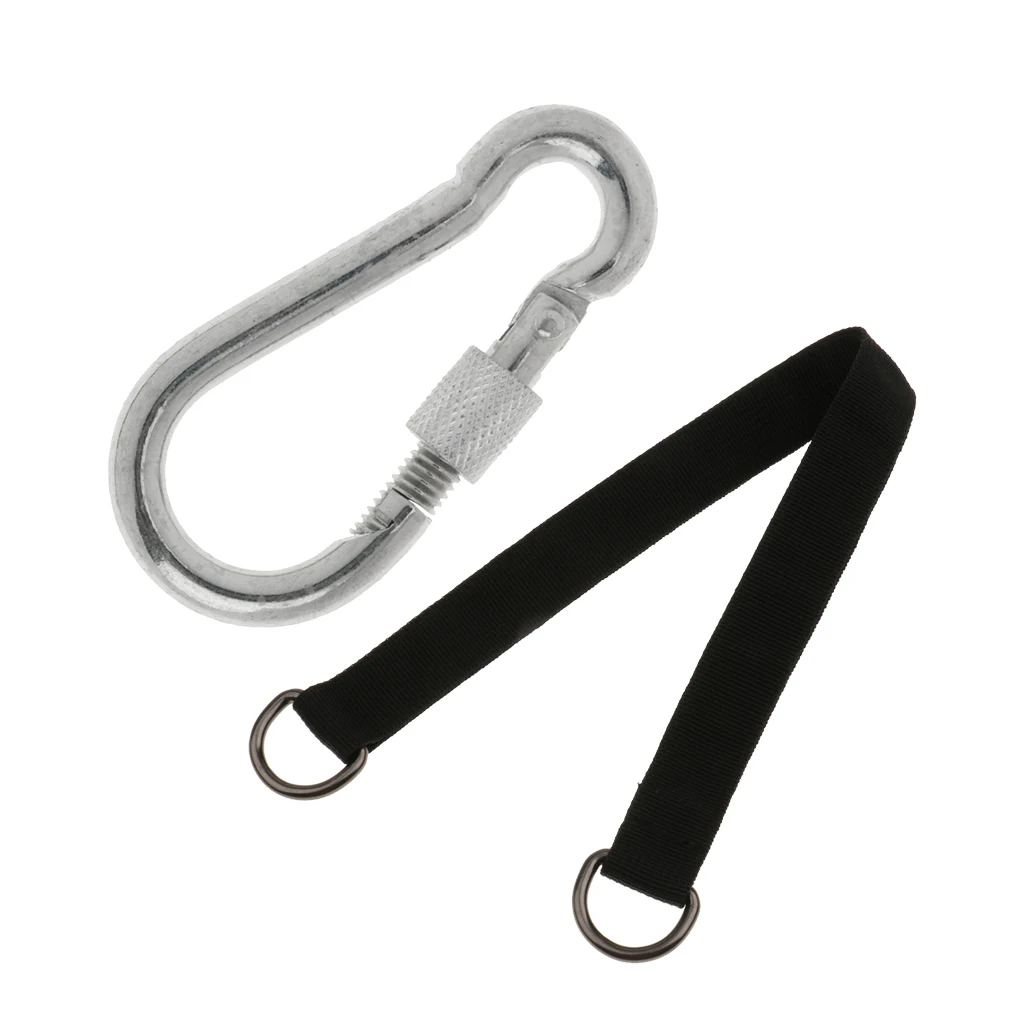 Heavy Duty Nylon Hanging Swing Strap Rope Hammock Swing 45cm With Silver 1Piece D Shape Carabiner