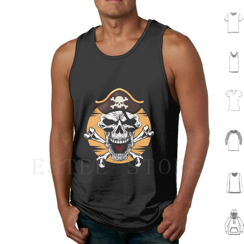 Canottiere Pirate Skull Canottiera Cotton Scull Idee Pirate Jolly Roger Pirate Skull Skull And Bones